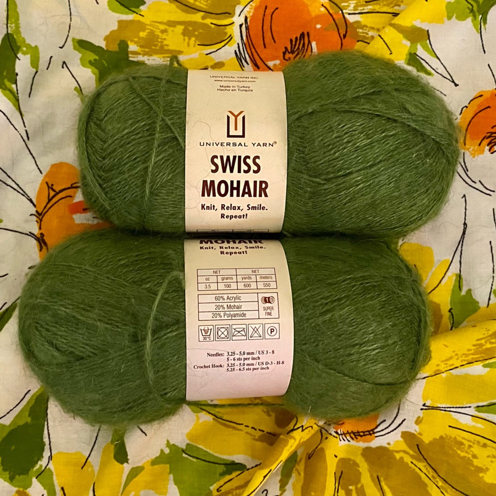 2 Skeins Swiss Mohair by Universal Yarn 1200 yards total